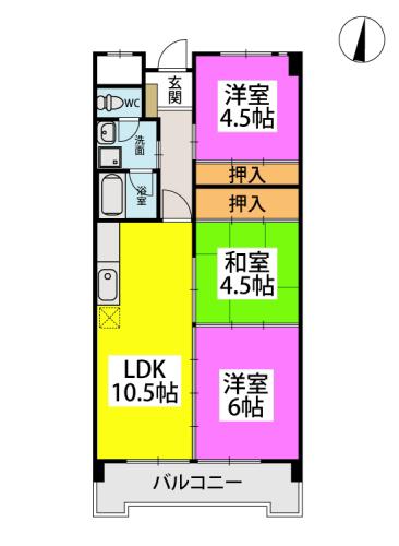 エサキ南ビル(3LDK/4階)の間取り写真