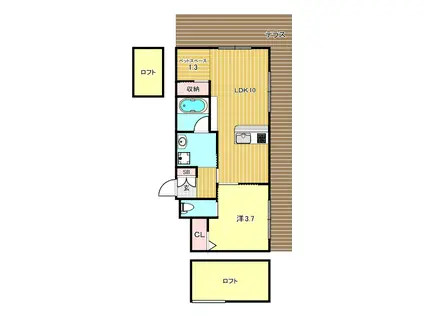 GRAN KOBELIA津門大箇所(1LDK/1階)の間取り写真