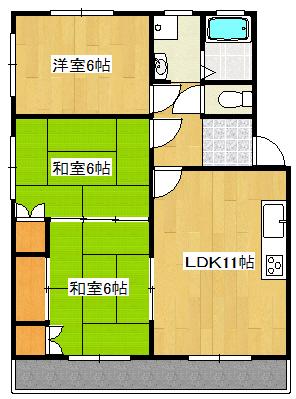 望月マンション(3LDK/3階)の間取り写真