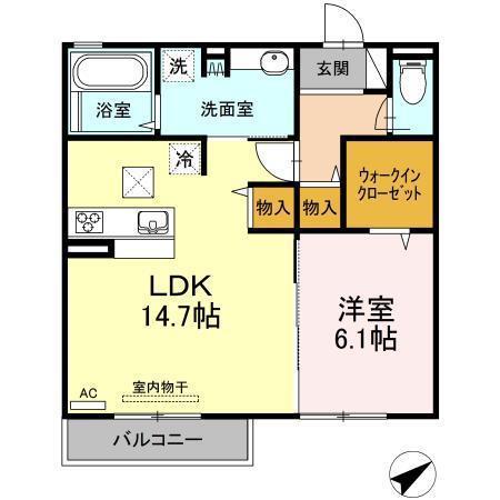 サンモール東川口 B棟(1LDK/2階)の間取り写真