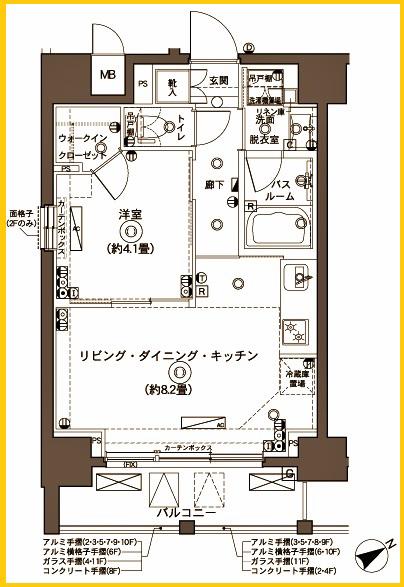 ズーム横浜(1LDK/4階)の間取り写真