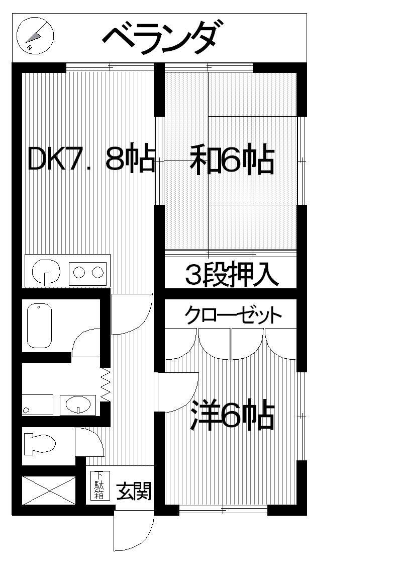 マンションウィズ(2DK/3階)の間取り写真