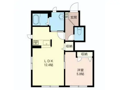 カリスローメ(1LDK/1階)の間取り写真