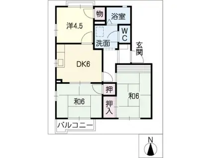 クレスト藤ヶ丘B(3DK/1階)の間取り写真