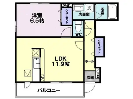 メゾン・ボヌール(1LDK/1階)の間取り写真