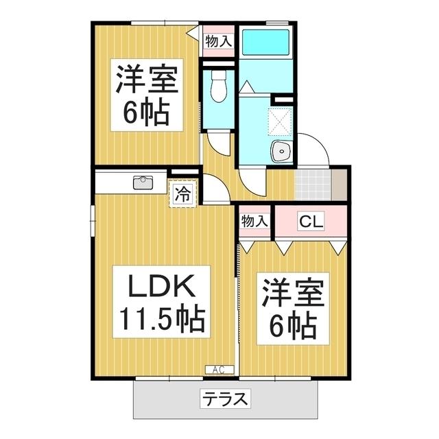 MAISON DE FONTAINE(2LDK/1階)の間取り写真