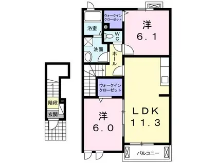 グランドパレス高樹 III(2LDK/2階)の間取り写真