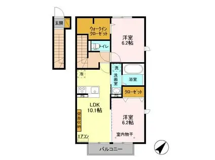 ボナール(2LDK/2階)の間取り写真