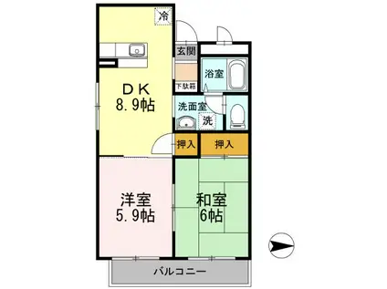 コーポラス・リーデン(2DK/1階)の間取り写真