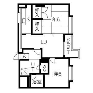 セカンドタウン(2LDK/2階)の間取り写真