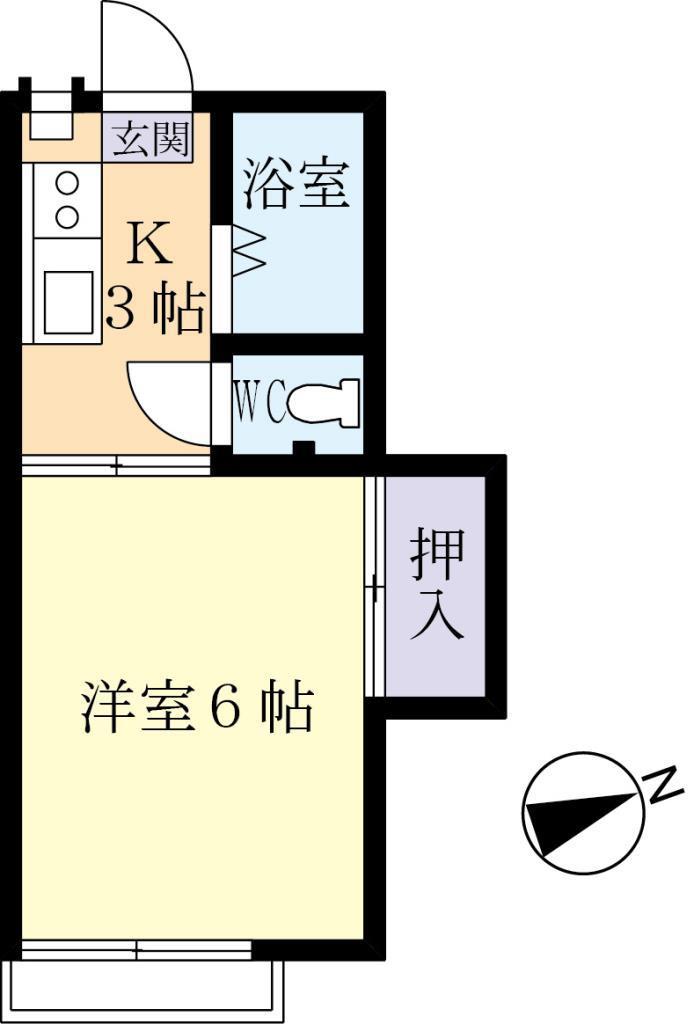 サニーハイツ(1K/2階)の間取り写真
