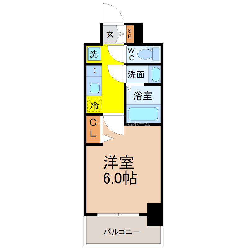 メイクス今池02(1K/14階)の間取り写真