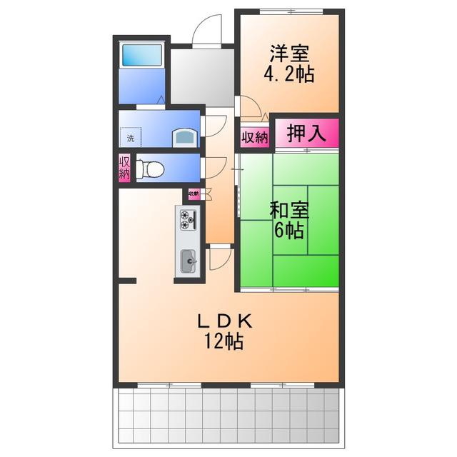 ウエストヒルズ関空I(2LDK/11階)の間取り写真