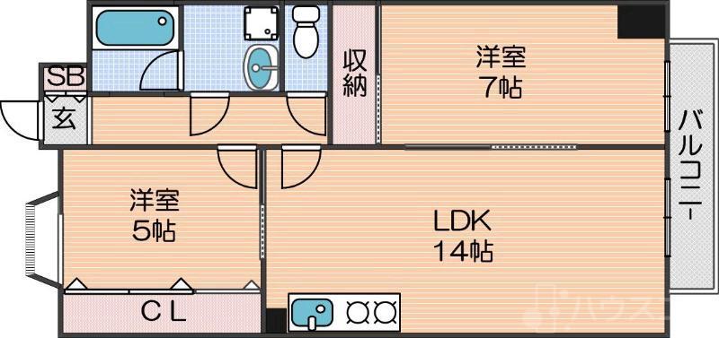 パークモダン住之江公園(2LDK/6階)の間取り写真