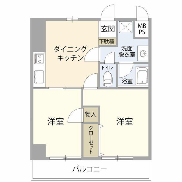 サンムーンビル(2DK/4階)の間取り写真