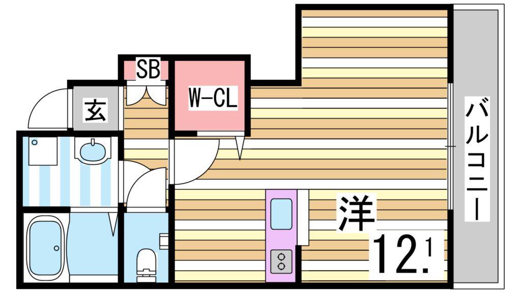 サニーヒル藤原台(1K/1階)の間取り写真