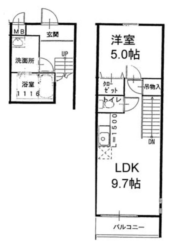 フジパレス谷町A棟(1LDK/2階)の間取り写真