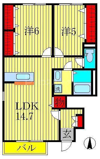 タゼーム(2LDK/1階)の間取り写真