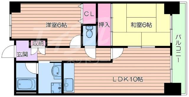 山田マンションビューテラス(2LDK/4階)の間取り写真