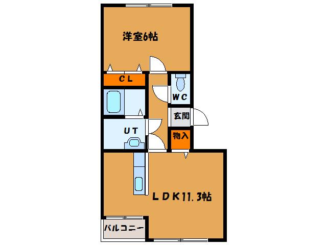 αZONEII(1LDK/2階)の間取り写真