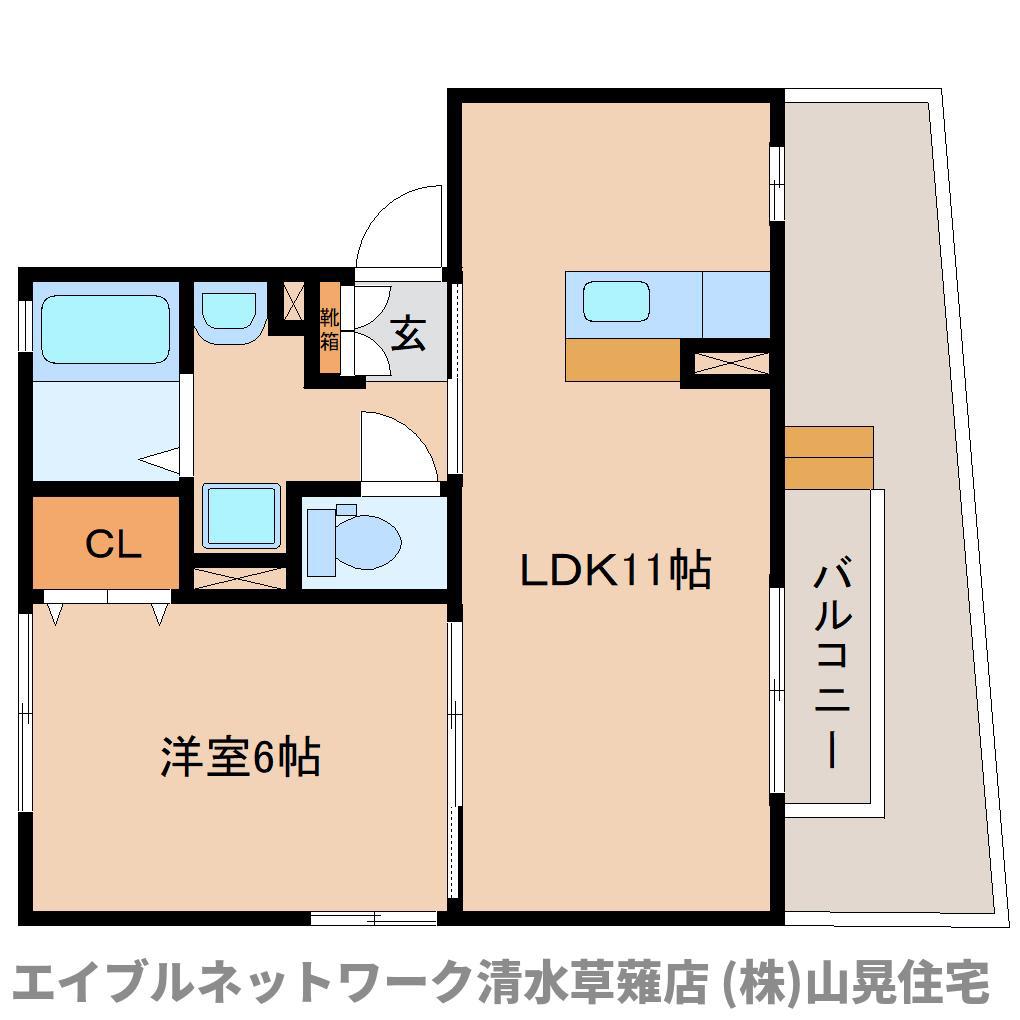 クレールB棟(1LDK/1階)の間取り写真