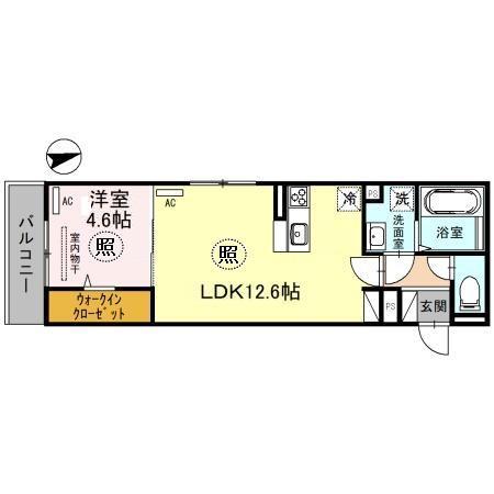 ハビテーション神戸(1LDK/3階)の間取り写真