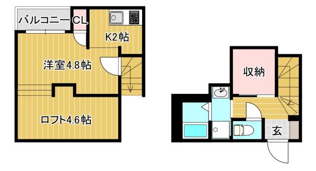 M.S FELIZ須屋(1K/1階)の間取り写真