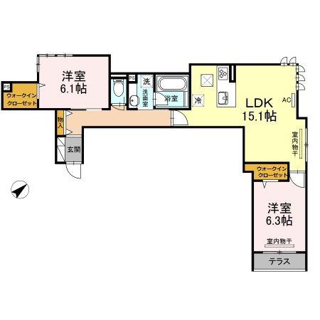 ルミナスS(2LDK/1階)の間取り写真
