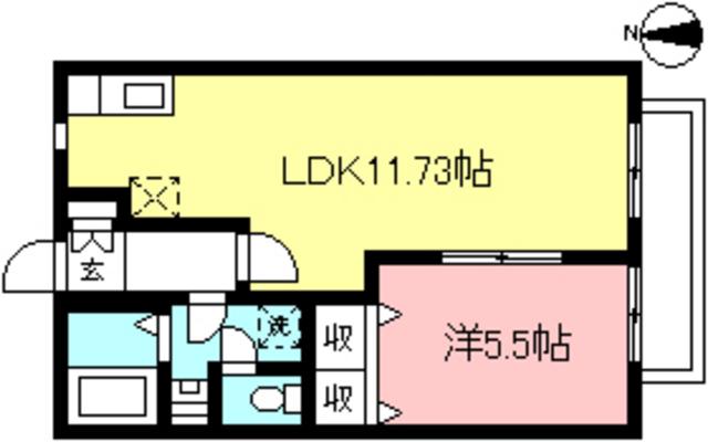 カサヴェールI(1LDK/2階)の間取り写真
