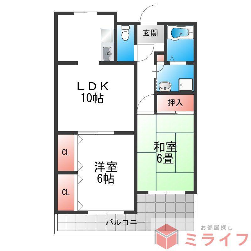 エスペランサ41(2LDK/2階)の間取り写真