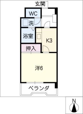 グリーンエクセル大坪(1K/2階)の間取り写真