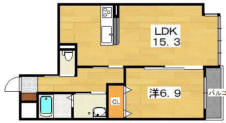 UNIVARY 美咲(1LDK/3階)の間取り写真