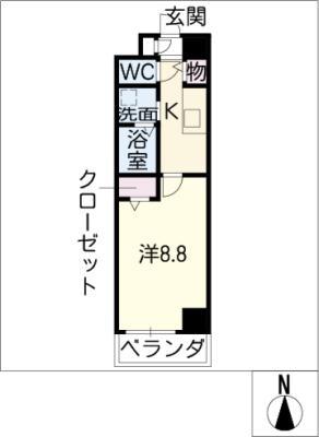 セジュール上飯田(1K/5階)の間取り写真