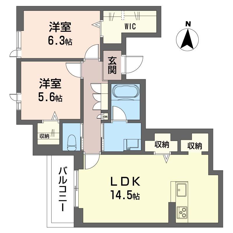 ヴァンガードII(2LDK/2階)の間取り写真