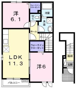 レジデンスアイビー(2LDK/2階)の間取り写真