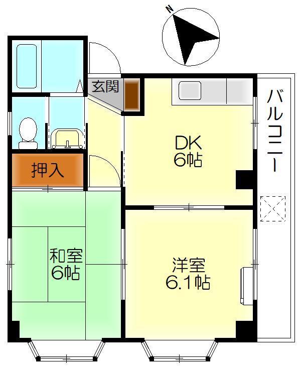 コーポたじり(2DK/3階)の間取り写真