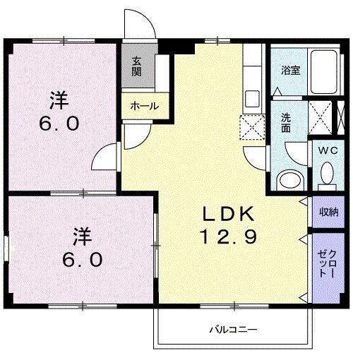 宮代ハイムB(2LDK/2階)の間取り写真