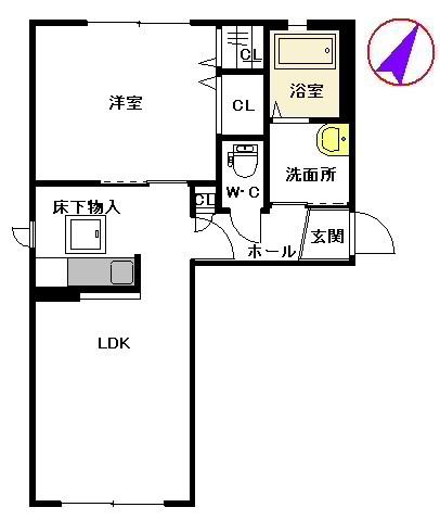 花みずき弐番館(1LDK/1階)の間取り写真