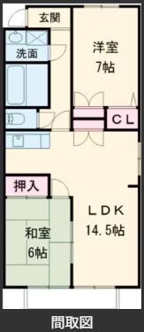 ブルウジュ(2LDK/2階)の間取り写真