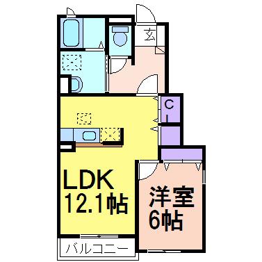 グレイスハイツB(1LDK/1階)の間取り写真