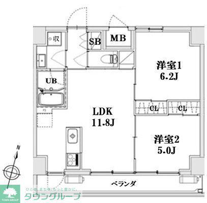 LAGURUS大宮(2LDK/11階)の間取り写真