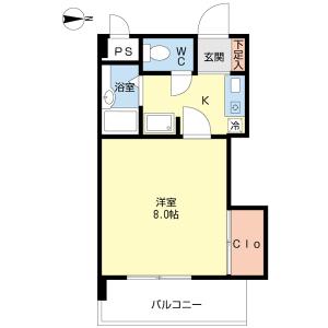 ロイヤル楠元(1K/4階)の間取り写真