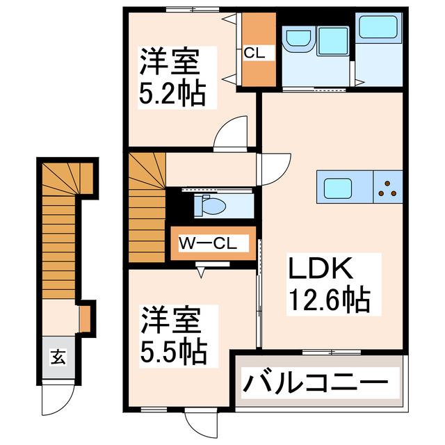ソラリア メゾン(2LDK/2階)の間取り写真