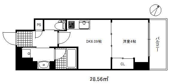 プレジオ日暮通(1DK/2階)の間取り写真