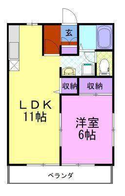 リモージュK(1LDK/1階)の間取り写真