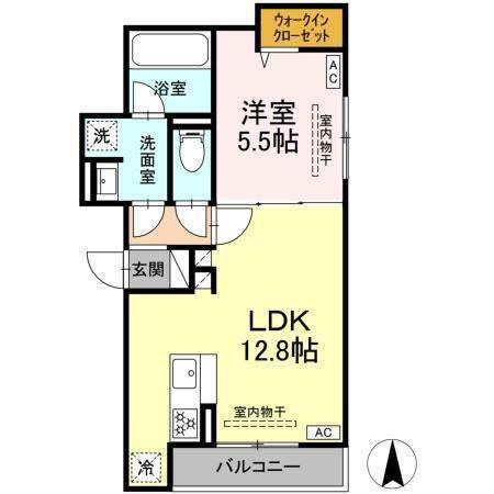 ブリューエン河原口(1LDK/2階)の間取り写真