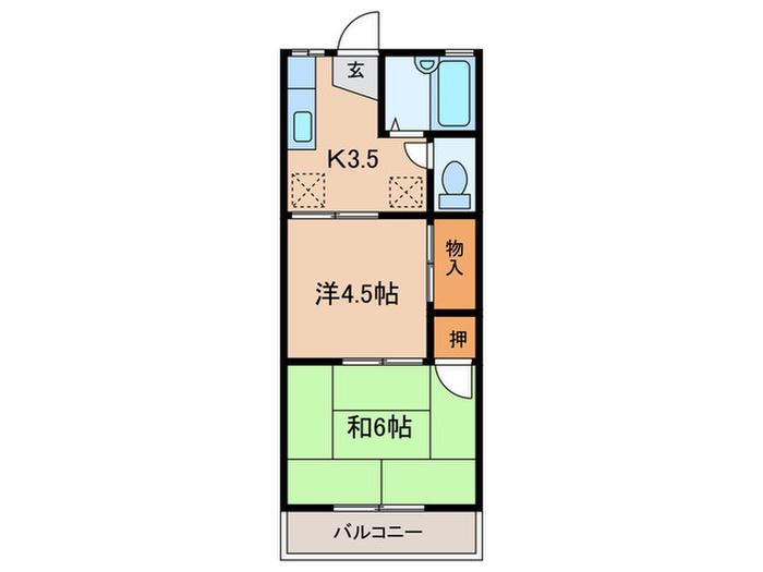 押部マンションII(2K/2階)の間取り写真
