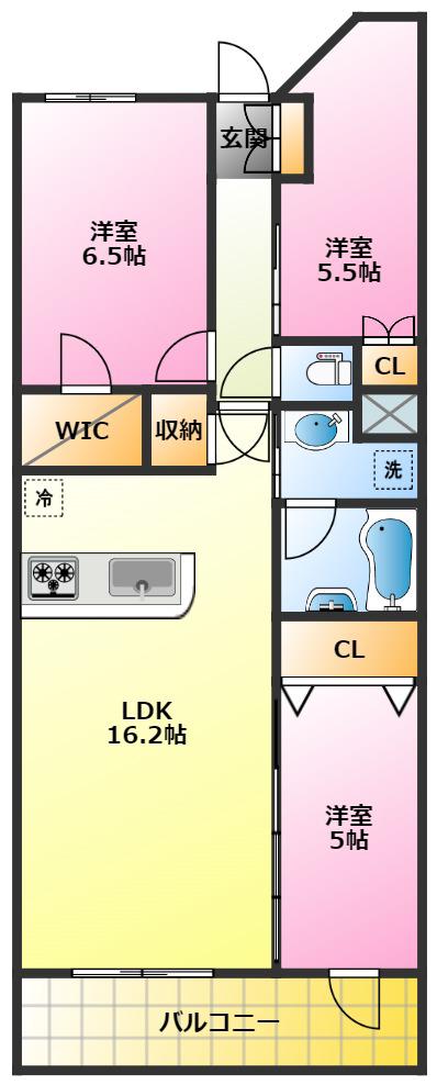 プラウドシティ元住吉(3LDK/2階)の間取り写真