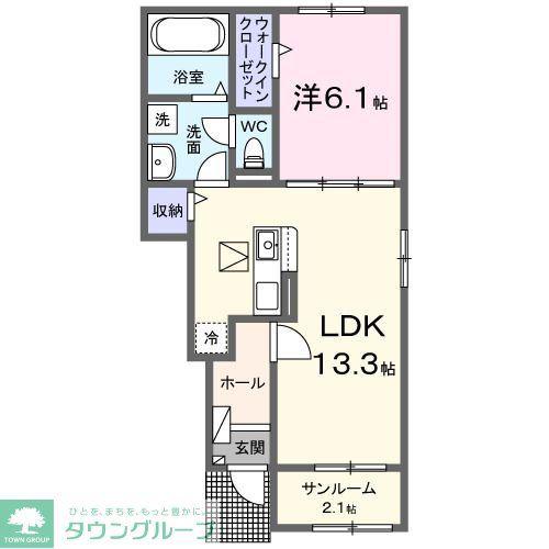 WARRYS(1LDK/1階)の間取り写真