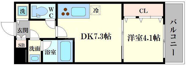 ONE ROOF FLAT TENJINBASHI(1DK/12階)の間取り写真
